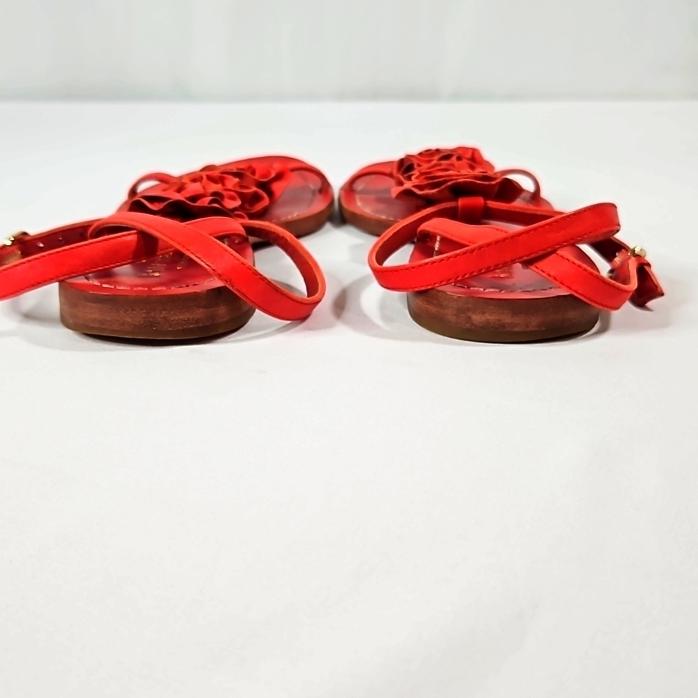 KATE SPADE New York Flowered T-Strap Red Leather Sandals Sz 7 - Picture 7 of 8
